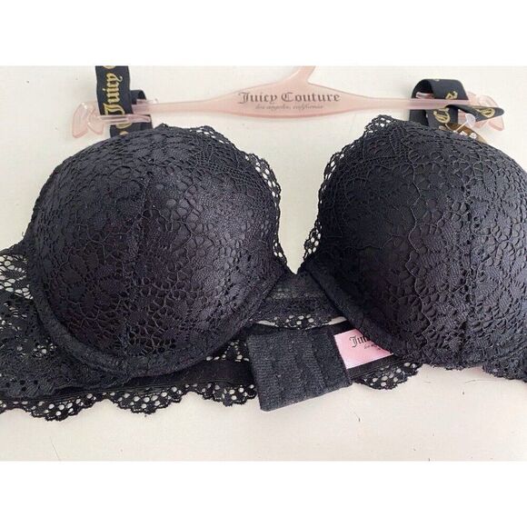 Juicy Couture Sexy Push Up Bra Size 34B Black Lace JC2210C Padded NEW - Picture 4 of 9